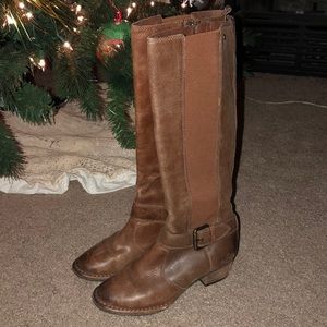 Brown leather boots
